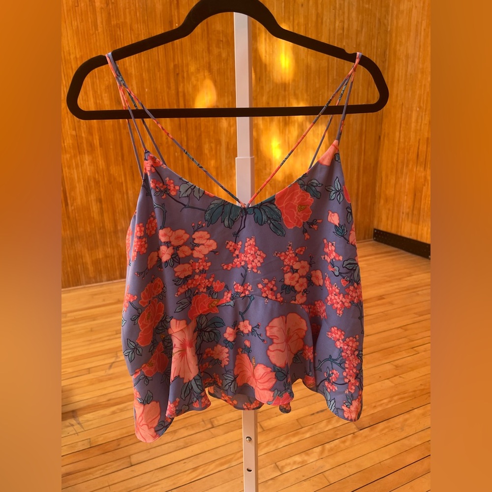 Blue and Pink Sleeveless Crop Camisole